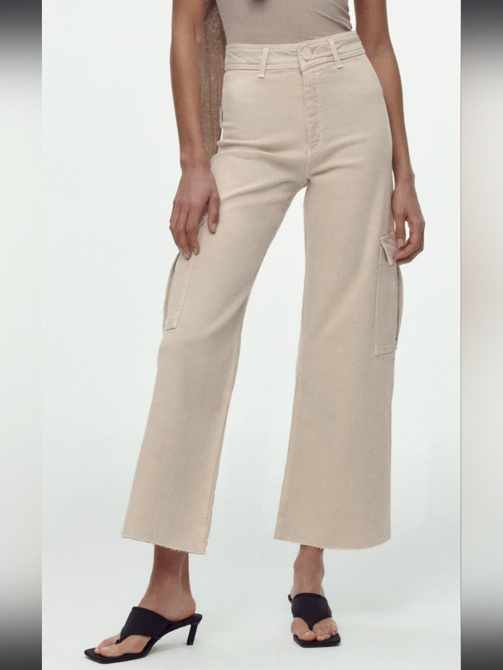 Zara Marine Cargo Pants Wide Leg Khaki Size 4